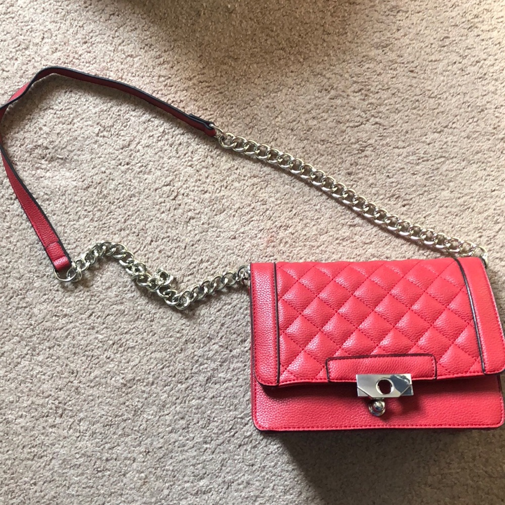 Red long side body bag